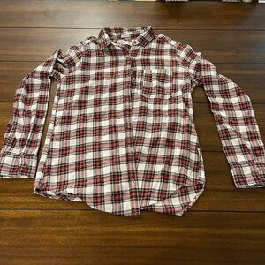 Hollister Boyfriend Fit Plaid Shirt size small Womens red white black
